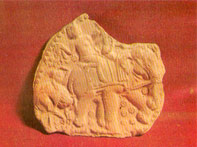 Terracota Palque depicting story of Udayana & Vasavdutta , Kausambi , 2nd -1st Century B.C